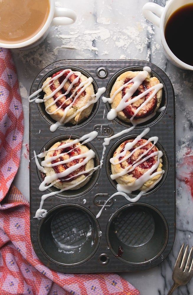 A collection of desserts for two includes this sweet Strawberry Rolls recipe from Desserts for Two