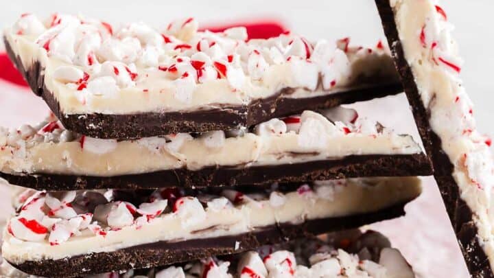 stacked pieces of peppermint bark
