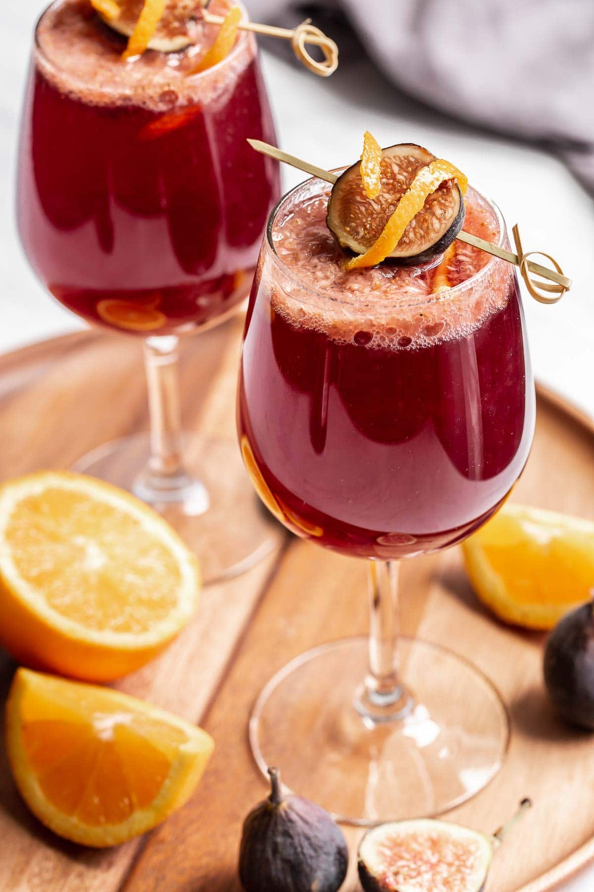 Fall sangria with figs and oranges.