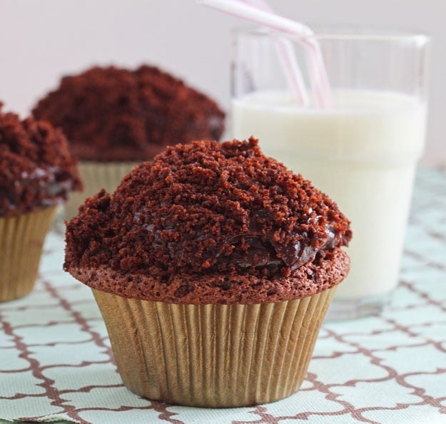 Chocolate Pudding Cupcakes with Chocolate Pudding Frosting! Black out cupcakes with chocolate cake crumbs on top!