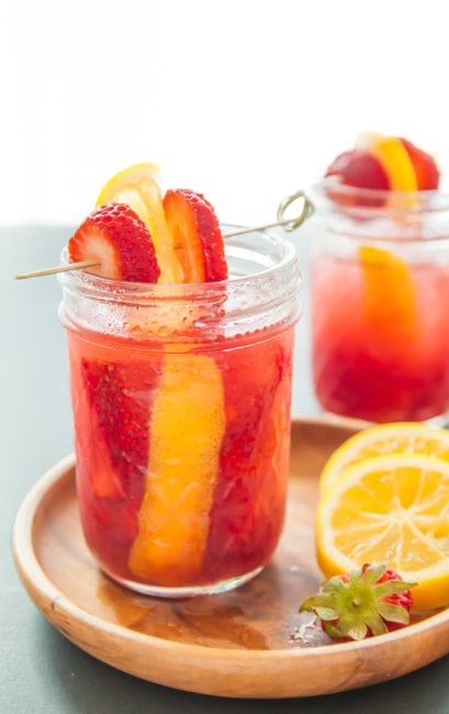 Strawberry Jam Moonshine Cocktail | dessertfortwo.com