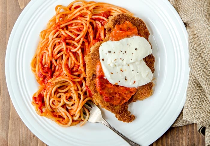 Romantic yet easy Chicken Parm for two @dessertfortwo