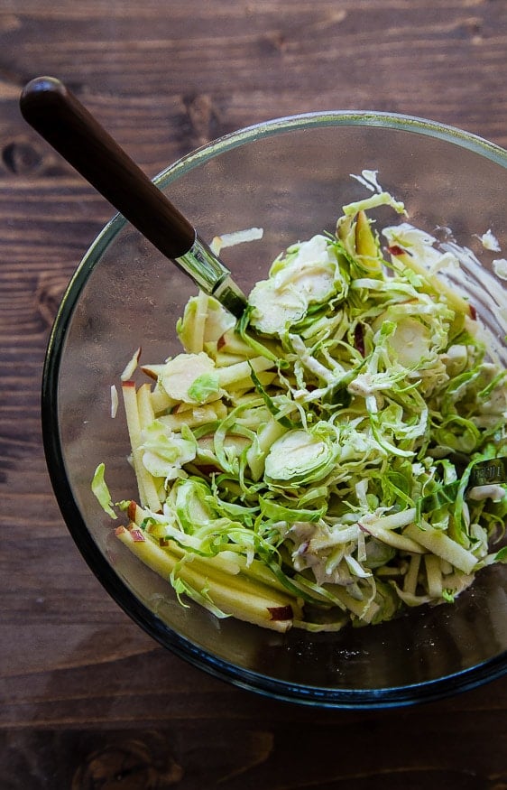 Sweet Brussels Sprout Slaw with Apples and Golden Raisins @dessertfortwo