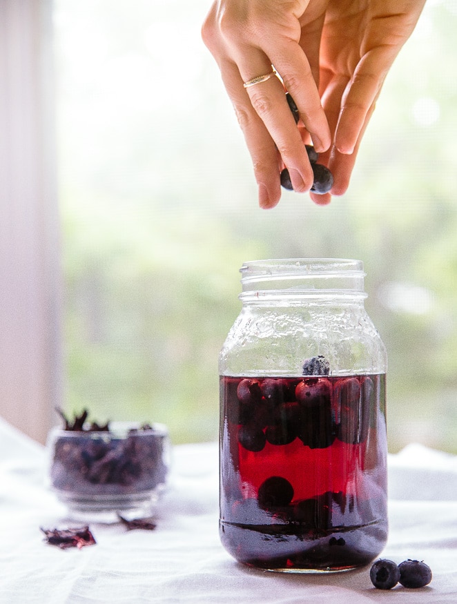 Hibiscus Tea infused Blueberries @dessertfortwo