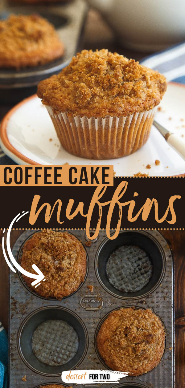 Coffee cake muffins: a small batch recipe for muffins with a crumb topping that taste like coffee cake!