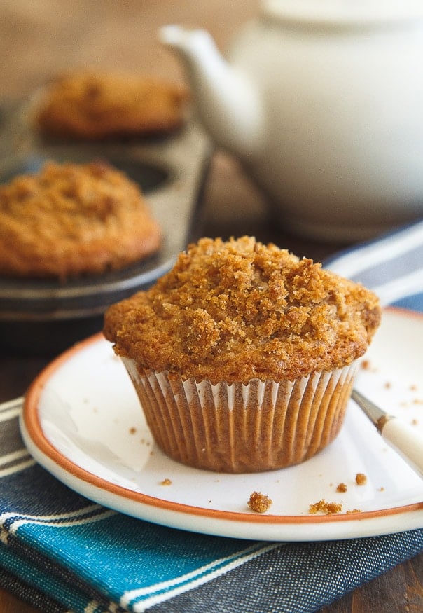 Coffee cake muffins: A small batch of your favorite coffee cake in muffin form. Recipe makes 4 muffins @dessertfortwo