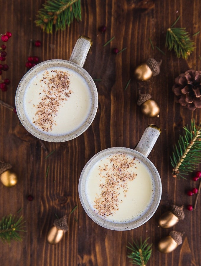 Eggnog recipe that can be whipped up as easily and quickly as hot chocolate. Serves two. @dessertfortwo