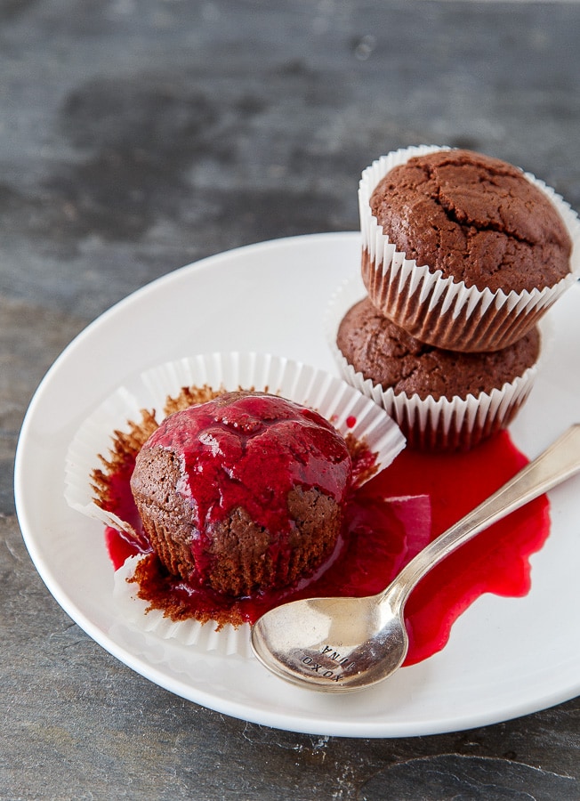 Chocolate Poundcake with Raspberry Sauce @dessertfortwo