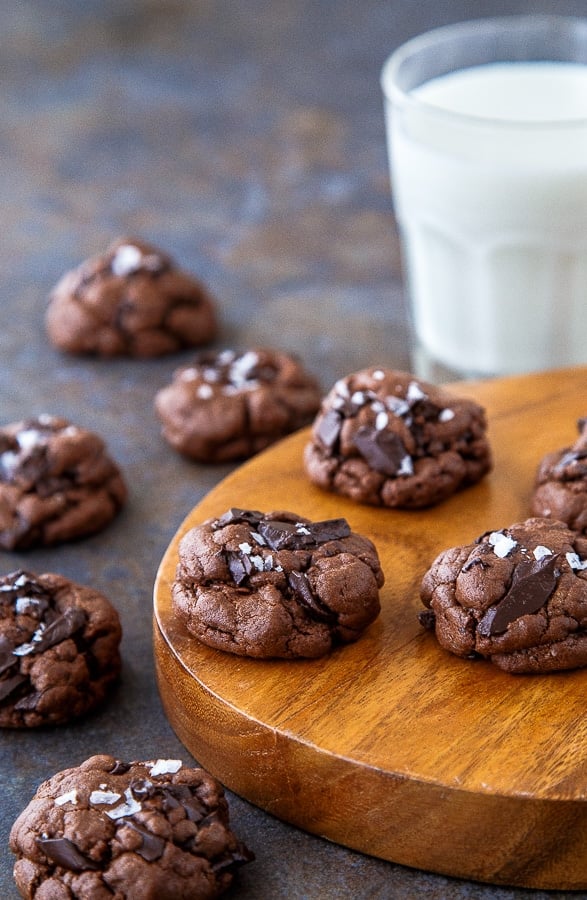 Chocolate chunk chocolate cookies with sea salt @dessertfortwo