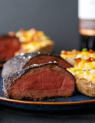Romantic dinner for two for Valentine's Day: chocolate rubbed steaks