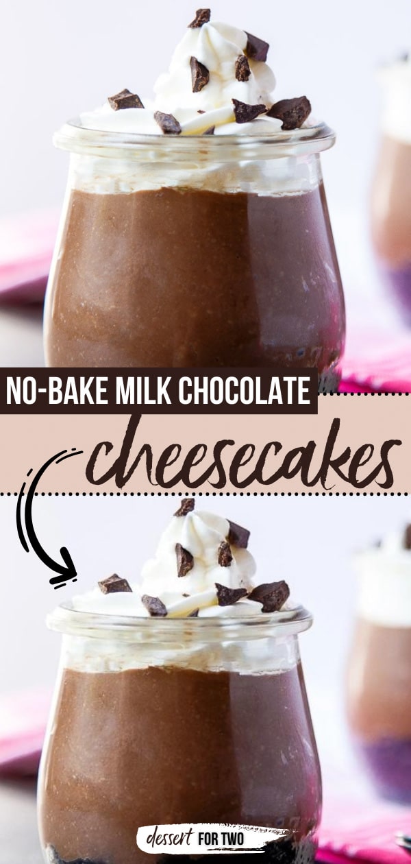 No bake milk chocolate cheesecakes in jars.