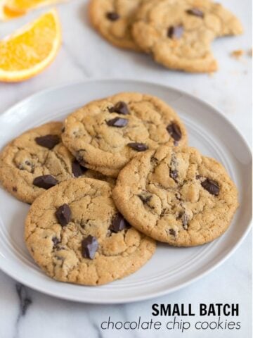 Small batch chocolate chip cookies recipe. This recipe makes less than 1 dozen cookies