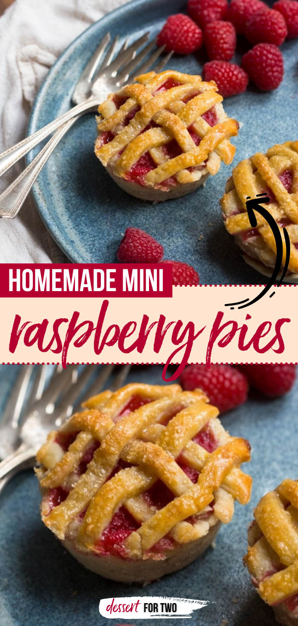 Fresh raspberry pie, made mini! Mini raspberry pies made in a muffin pan for small servings.