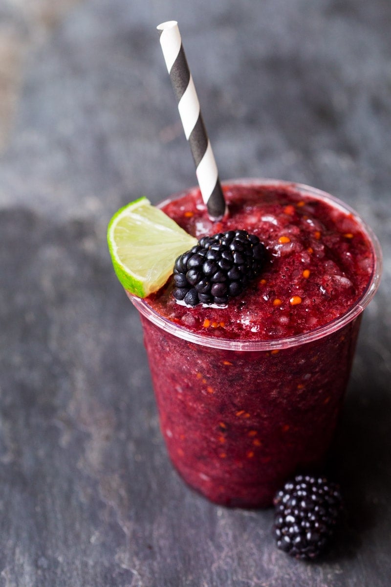Frozen blackberry limeade by @DessertForTwo