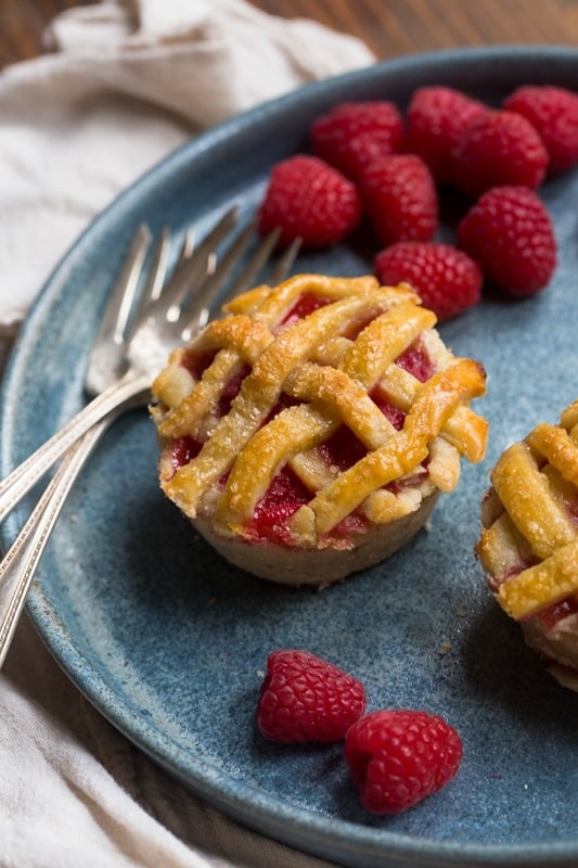 Fresh Raspberry Pies in a Muffin Pan