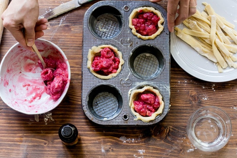 A recipe for pies made in a muffin pan