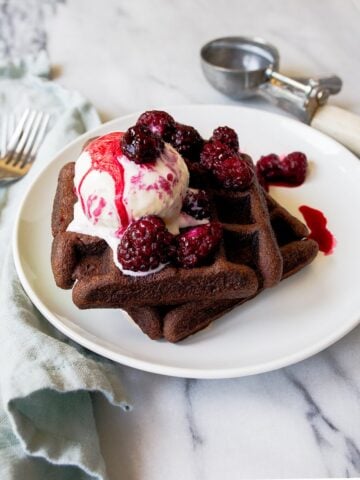 Chocolate cake mix recipe to make waffles! Recipe makes 4 waffles by Dessert for Two