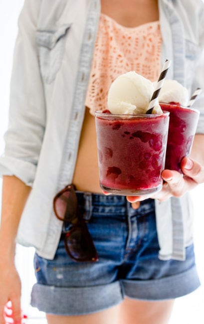 Whiskey Slush with Cherries and Coconut Sorbet