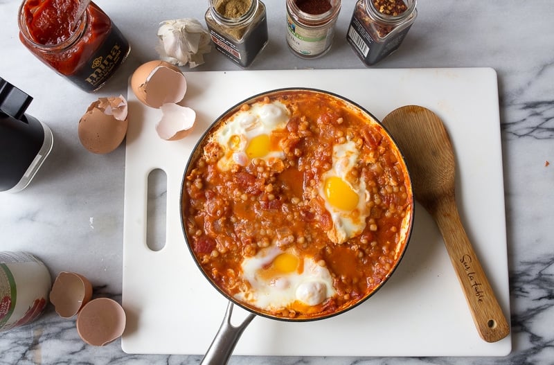 Eggs Poached in a Spicy Tomato Sauce