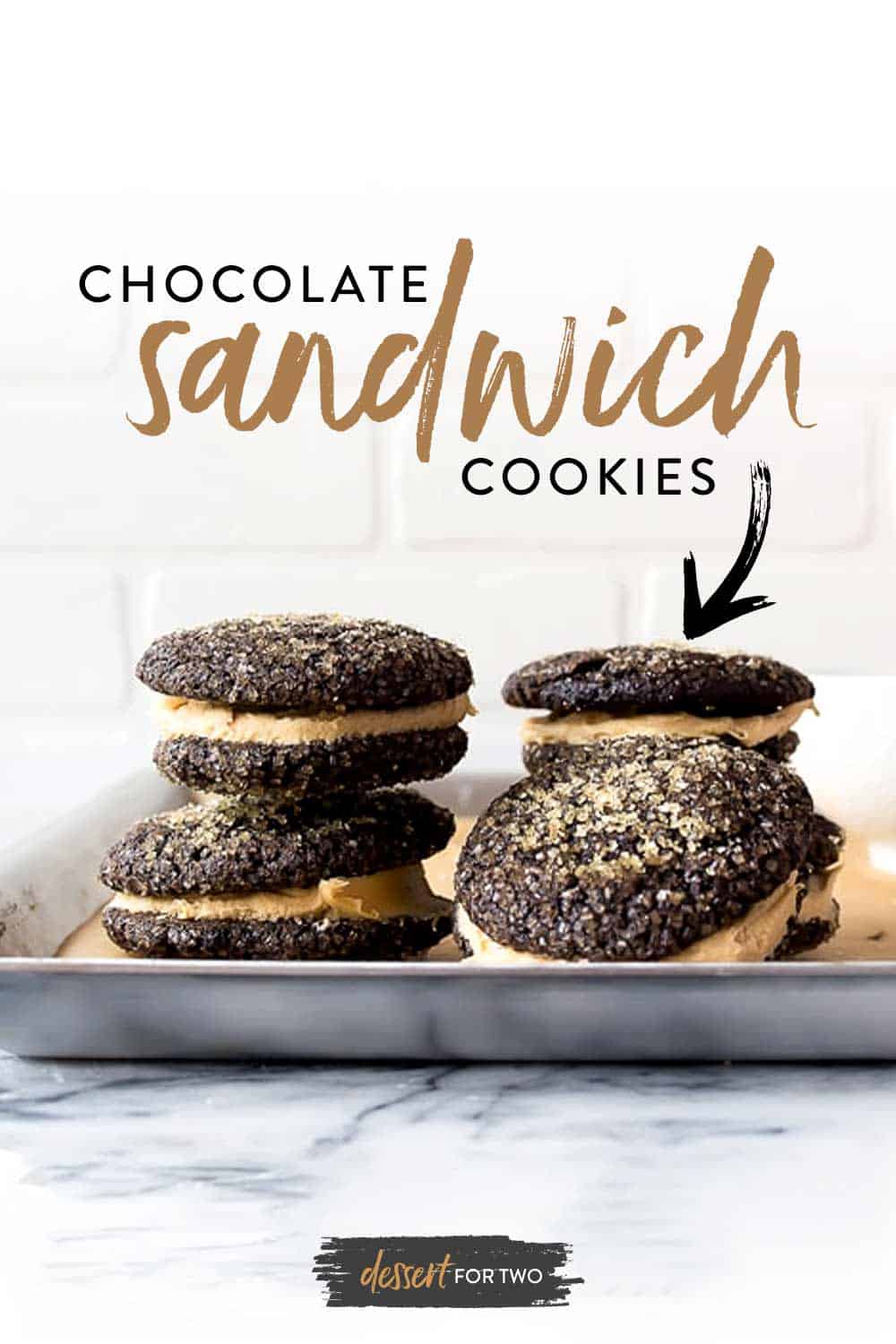 Chocolate Sandwich Cookies with Salted Caramel Buttercream Filling. No chill time required for these soft chocolate cookie sandwiches with buttercream. #chocolatesandwich #chocolatesandwichcookies #saltedcaramel #caramel #cookiesandwich #cookiesandwiches #caramelbuttercream #buttercream