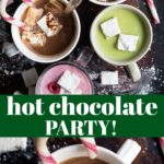 Hot chocolate party with hot chocolate made with cocoa powder