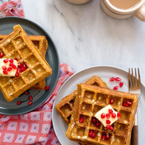 Pumpkin Waffles Recipe (healthy, dairy free and whole wheat)