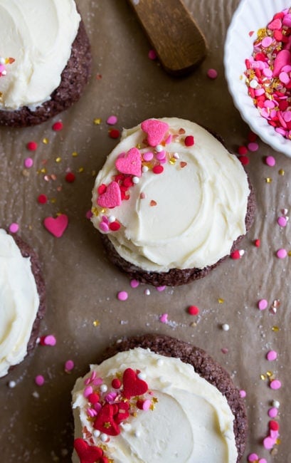 Chocolate Sugar Cookie Recipe. Small batch chocolate sugar cookies with frosting