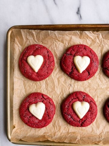 Red Velvet dessert for Valentine's Day: red velvet sugar cookies.