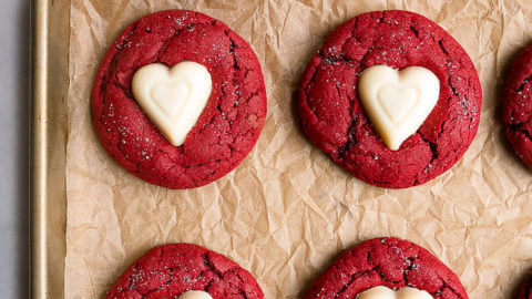 Red Velvet dessert for Valentine's Day: red velvet sugar cookies.