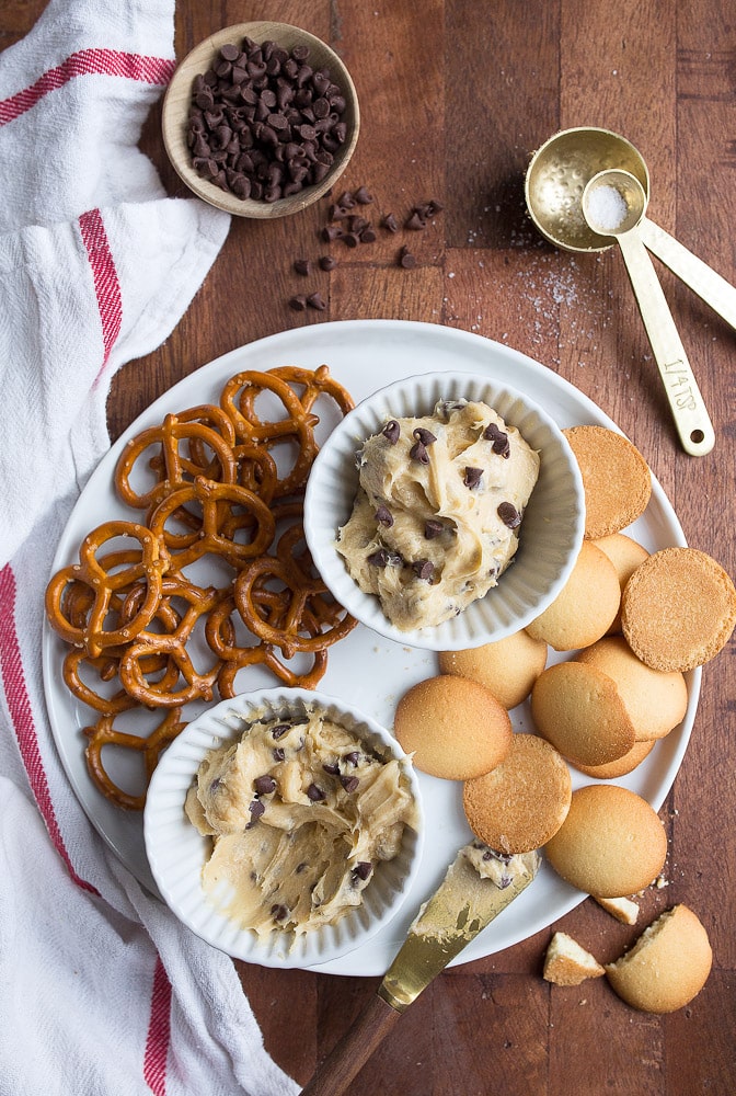 Eggless and no bake cookie dough dip for one.