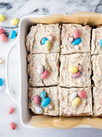 Robin's Eggs Blondie Bars with Frosting. The best use for leftover Easter candy--Robin's egg desserts