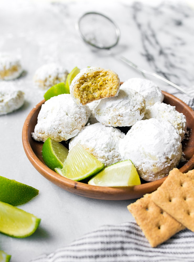 Key Lime Cooler Cookies, small batch snowball cookies.