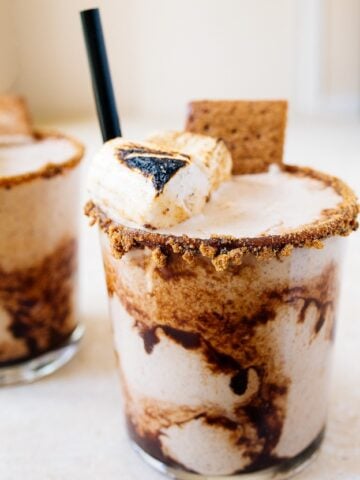 S'mores Milkshake for Two with homemade graham crackers and homemade marshmallows! Oh, and homemade chocolate sauce!