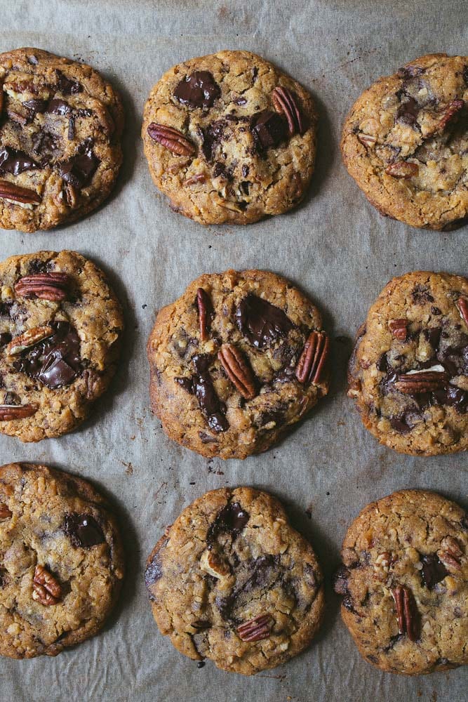Pecan Chocolate Chip Cookies, small batch makes less than one dozen cookies.