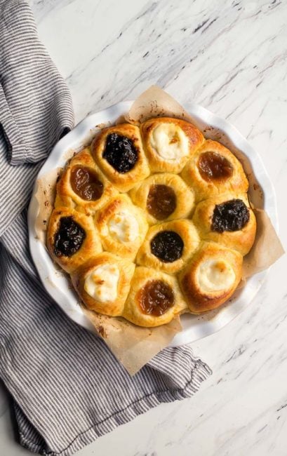 Authentic Czech Kolaches Recipe: with 3 fillings, cream cheese, apricot and prune.