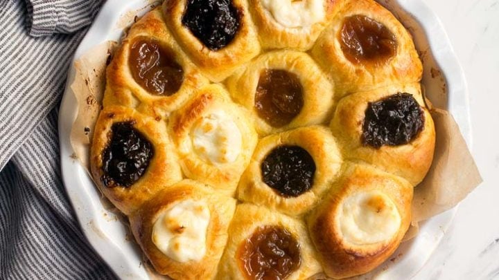 Authentic Czech Kolaches Recipe: with 3 fillings, cream cheese, apricot and prune.