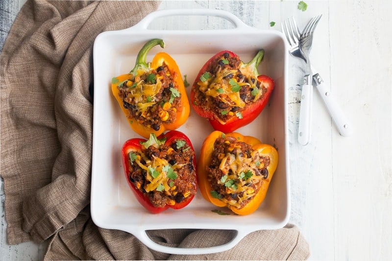 Southwestern Stuffed Peppers for Two. Dinners for Two by Dessert for Two.