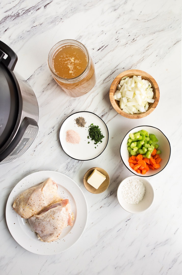 Instant Pot Chicken and Dumplings for Two in the Instant Pot Mini. 