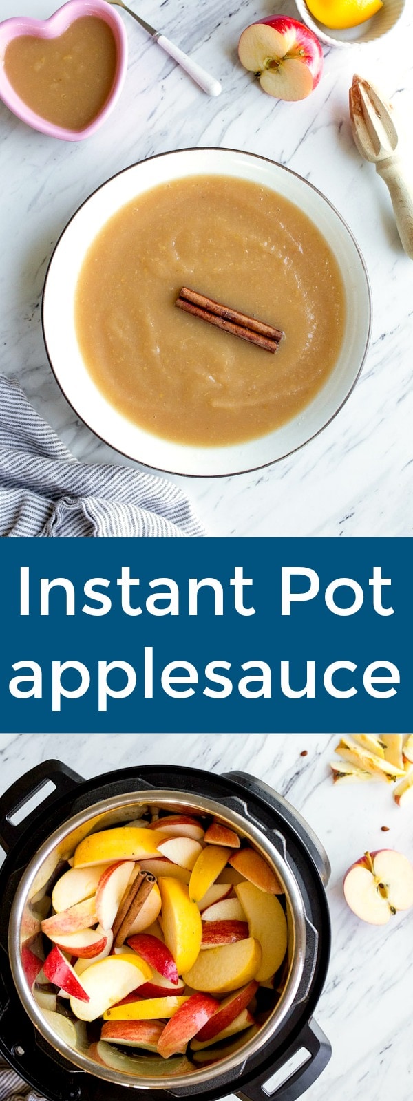 Instant Pot Applesauce recipe is so easy and perfect for kids or baby food apple puree! Just 5 minutes on high pressure.