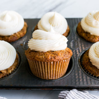 Carrot Cake Cupcakes with Cream Cheese Frosting. Small batch carrot cake recipe makes just 6 cupcakes.