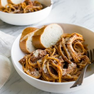 Instant Pot Spaghetti with Meat Sauce Recipe for the Instant Pot Mini 3 quart. One Pot Spaghetti with Meat Sauce. Pasta for Two.