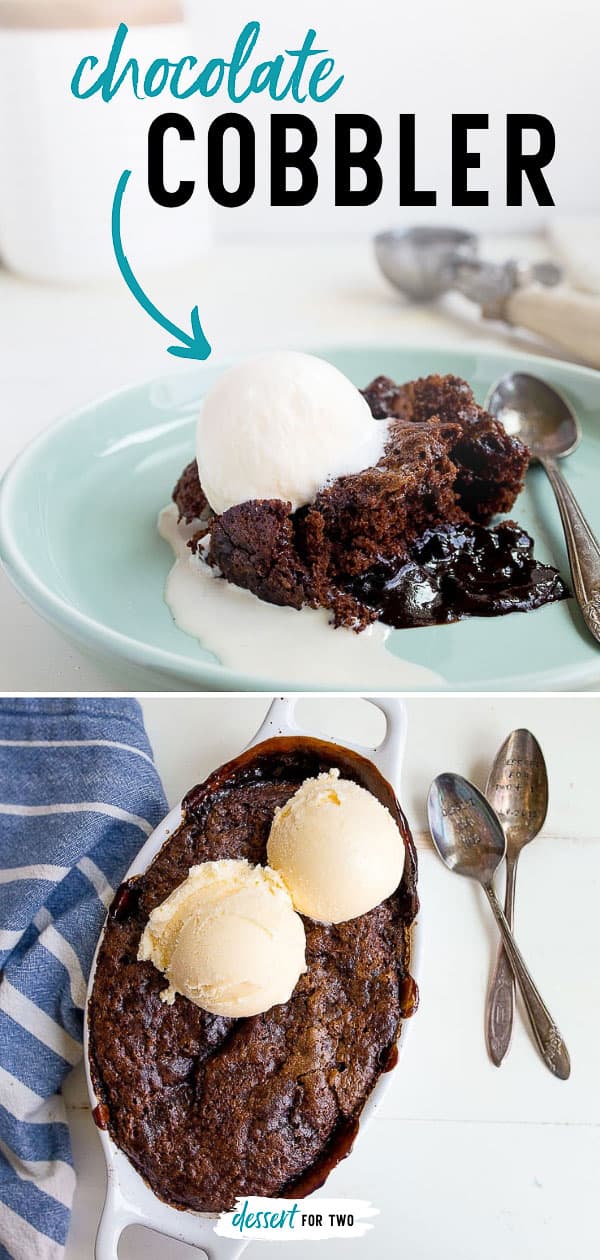 Chocolate Cobbler Recipe: Southern chocolate cobbler is like a brownie baked with hot fudge sauce underneath. #chocolatecobbler #chocolatecobblerrecipe #southernchocolatecobbler #cobbler #southern #southernrecipes #cobblers #brownie #hotfudge
