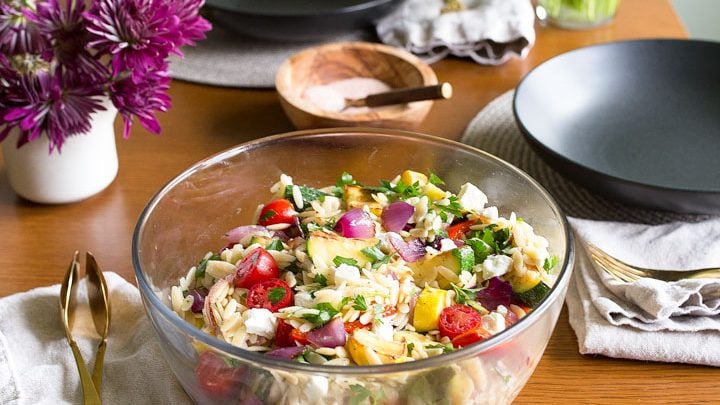 Orzo Pasta Salad with Feta and Grilled Vegetables
