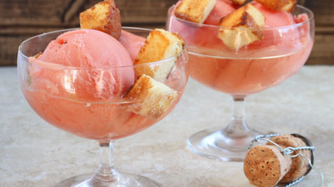 Champagne Sundaes (with toasted pound cake croutons)