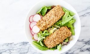 Dinner for Two: Quinoa-Crusted Salmon Salad