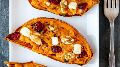 Dinner for Two: Cranberry-Brie Walnut Stuffed Sweet Potatoes