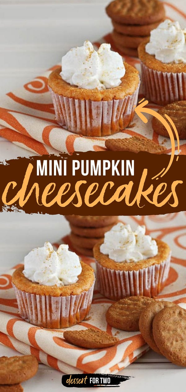 Mini pumpkin cheesecakes in muffin pan.