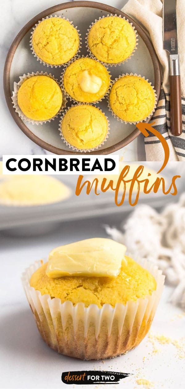 Cornbread muffins on plate with butter.