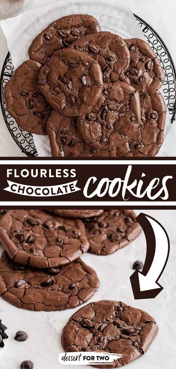 Flourless chocolate chip cookies on a plate.