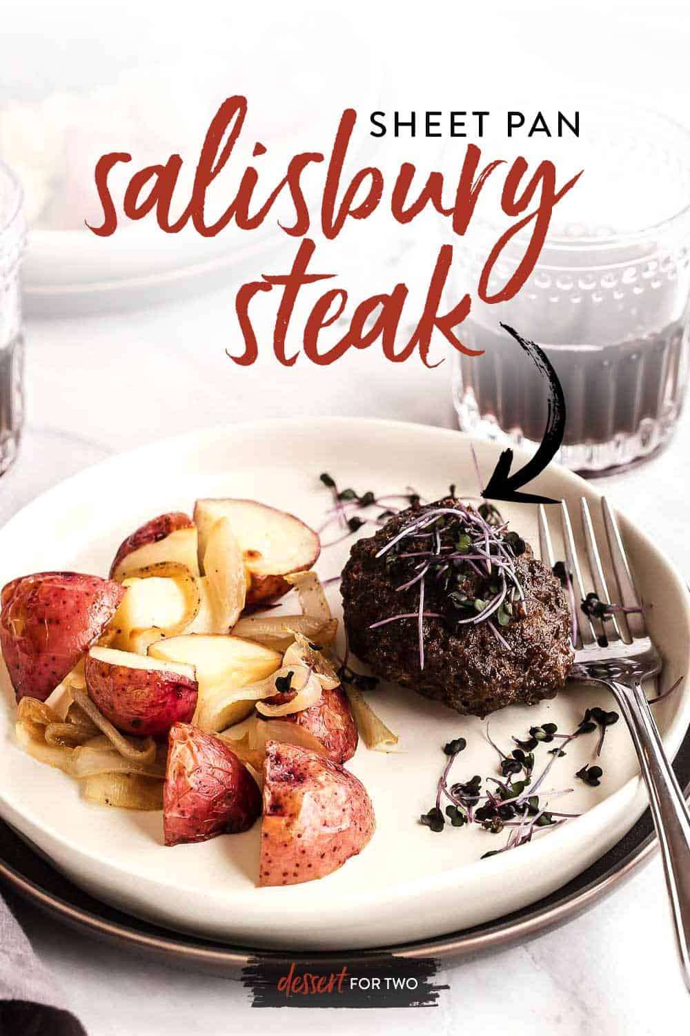 Salisbury steak easy recipe! Sheet pan salisbury steak with potatoes. I love this one pan meal made on a sheet pan. Hamburger steaks are so great and easy!